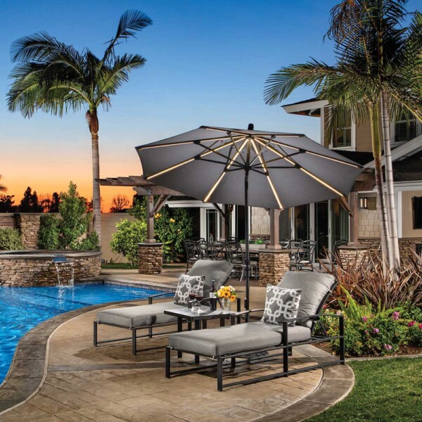 15 ft patio double-sided umbrella with base Nuu Garden 15 ft. Double-Sided Patio Umbrella with Umbrella Base, 2  Sandbags at Tractor Supply Co