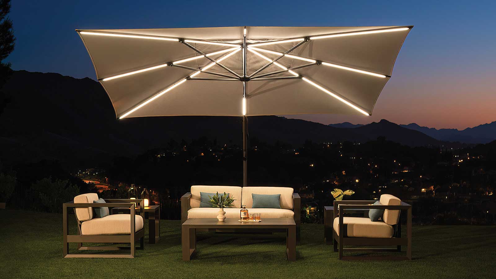 cantilever umbrella with lights