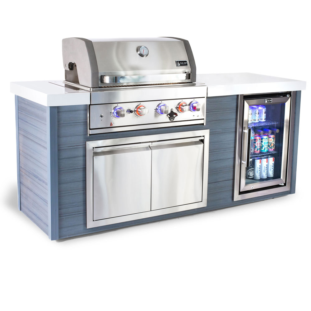 Mont Alpi 4-Burner Stainless Steel Art-wood Outdoor Island Grill