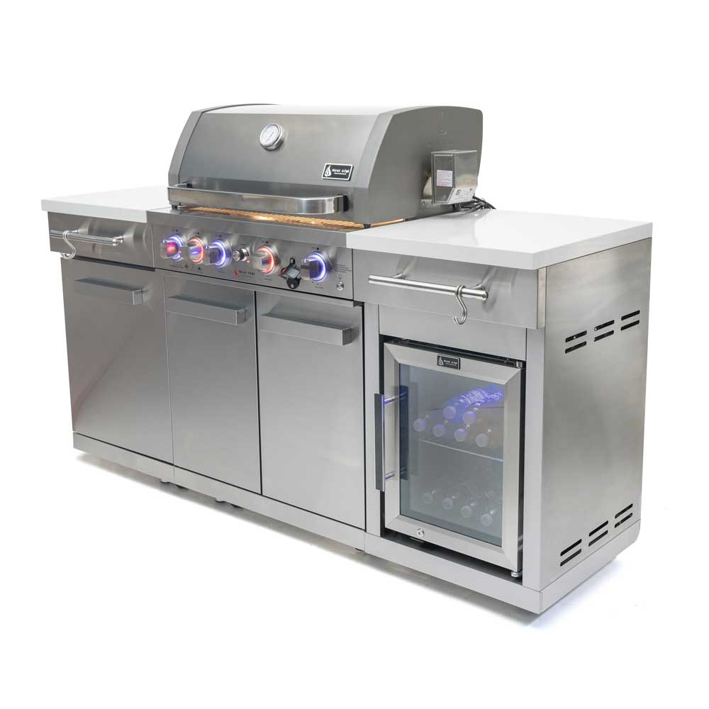 Mont Alpi Outdoor 957 BBQ Island with compact refrigerator black stainless